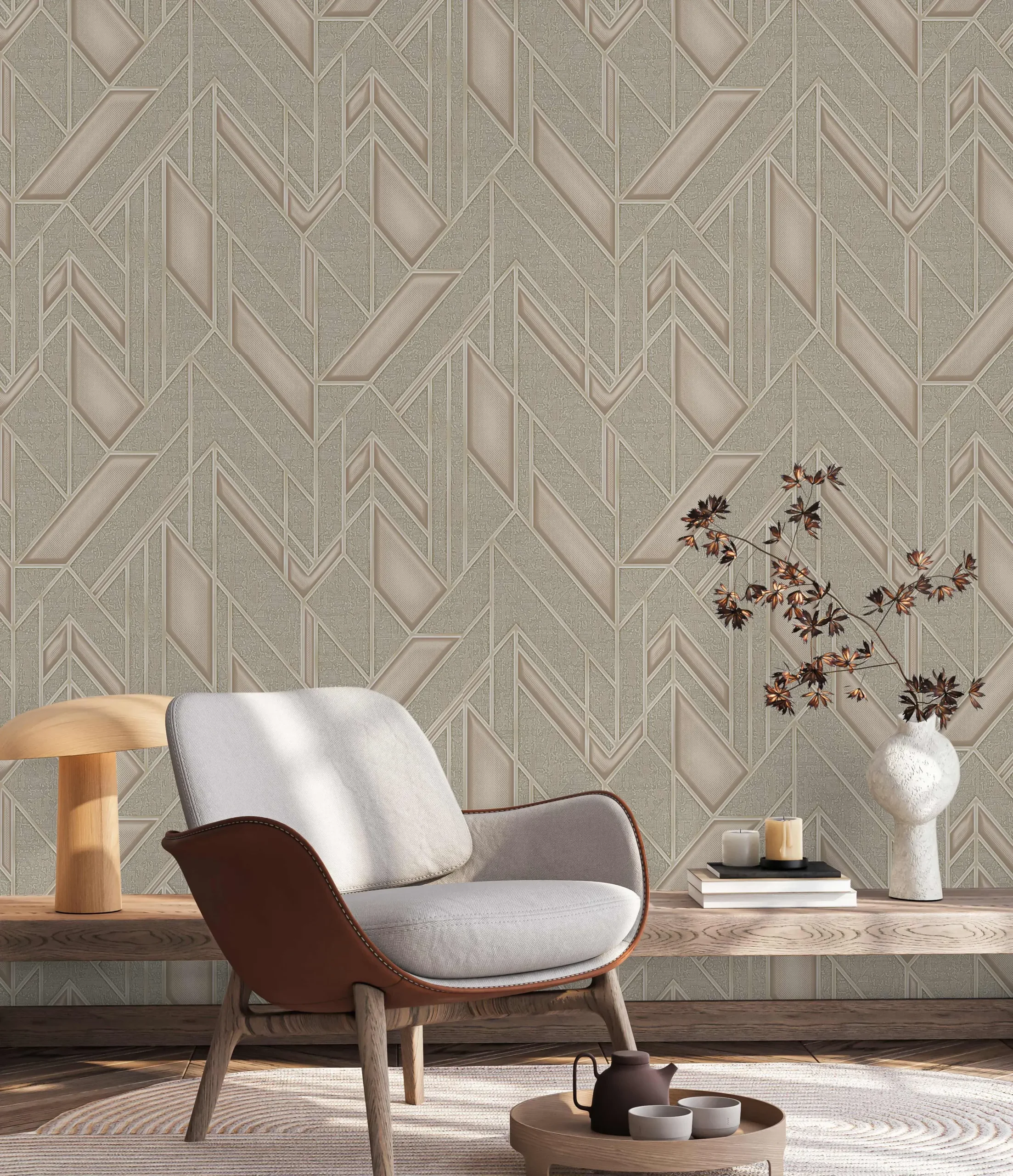 Beige Embossed Wallpaper – Understated Shimmer (24113-4)